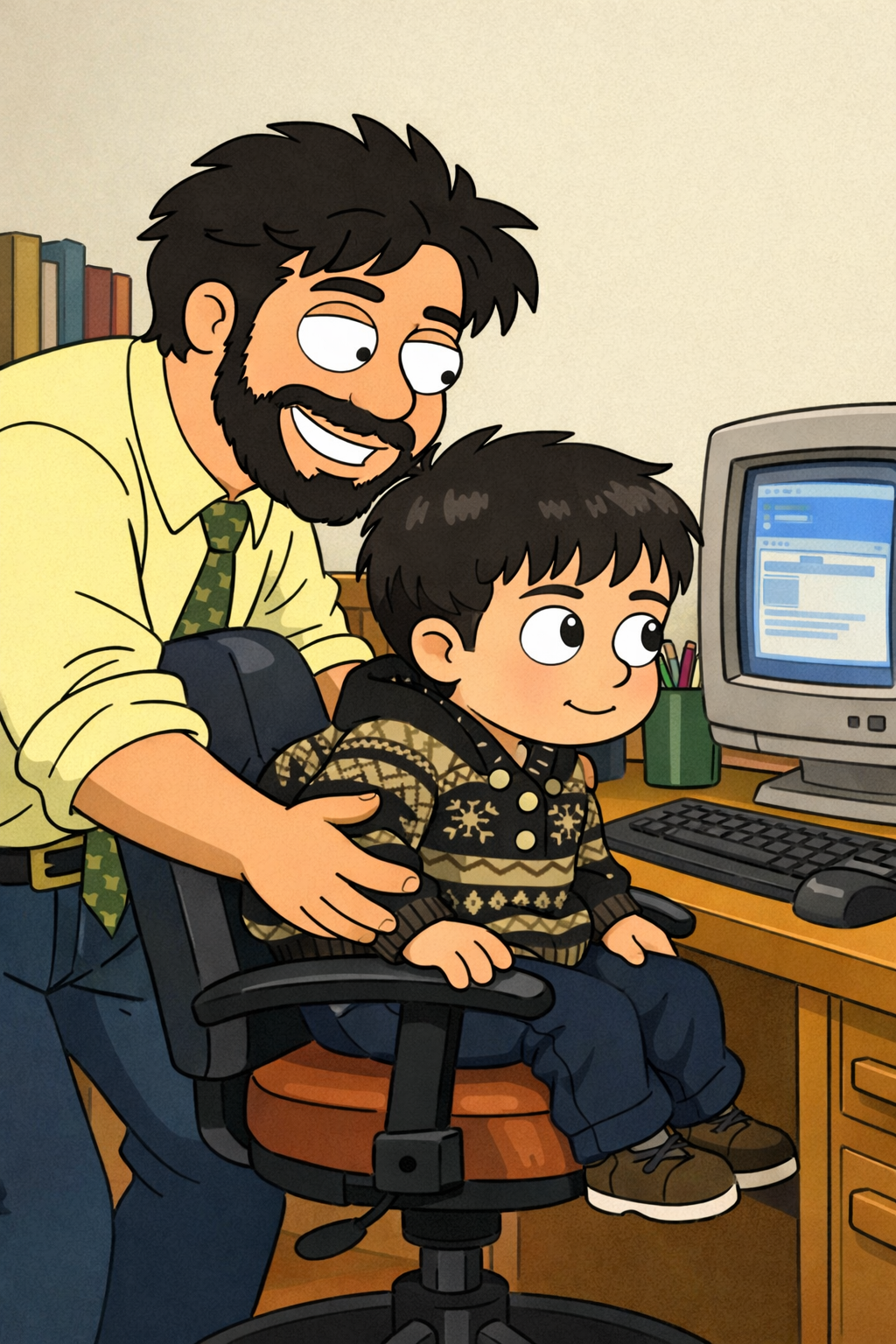 Hudaif with his father